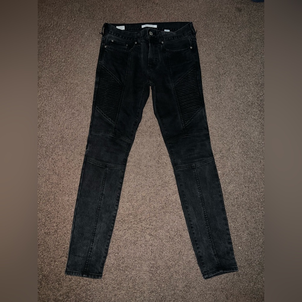PacSun stacked skinny jeans black motorcycle waist 29